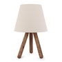 Opviq AYD-1970 Lámpara de Mesa en Madera de Haya y Tela de PVC Blanco y Nogal